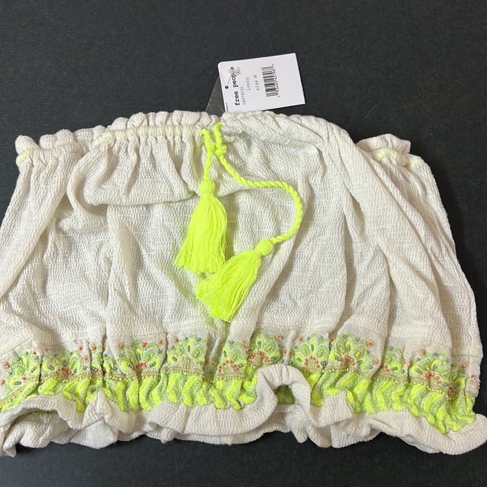 FREE PEOPLE Ivory Strapless Crop Top size M - Picture 2 of 15
